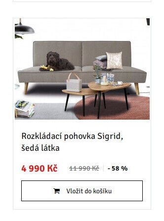 Rozkládací pohovka Sigrid, šedá látka