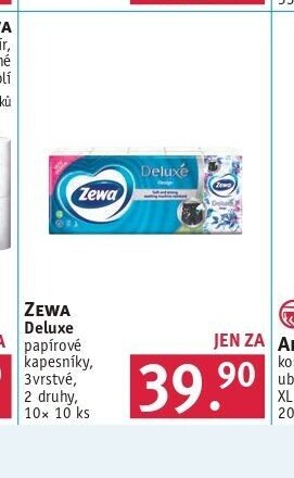 ZEWA Deluxe papírové kapesníky, 3vrstvé, 2 druhy, 10x 10 ks - ROSSMANN drogerie aktualniletaky.eu
