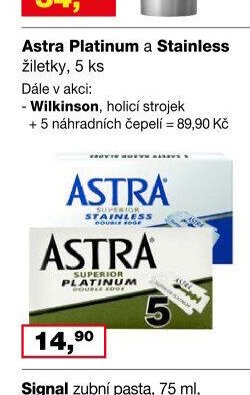 Astra Platinum a Stainless žiletky, 5 ks