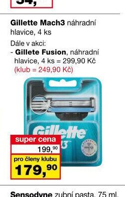 Gillette Mach3 náhradní hlavice, 4 ks