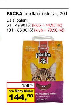Packa hrudkující stelivo