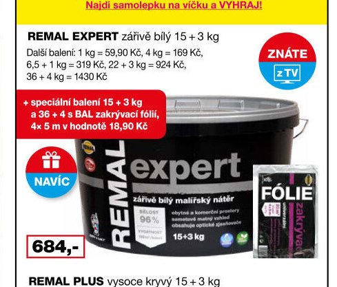 REMAL EXPERT zářivě bílý 15 + 3 kg