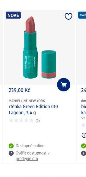 MAYBELLINE NEW YORK rtěnka Green Edition 010 Lagoon, 3,4 g - dm drogerie aktualniletaky.eu