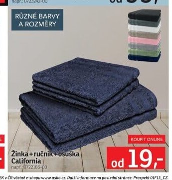 Žínka + ručník + osuška California - ASKO aktualniletaky.eu