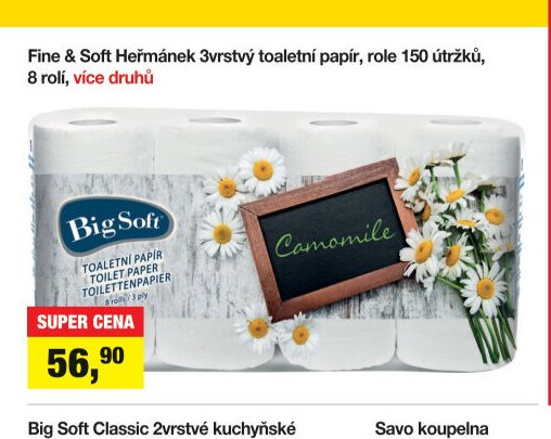 Fine & Soft Heřmánek 3vrstvý toaletní papír, 8 rolí