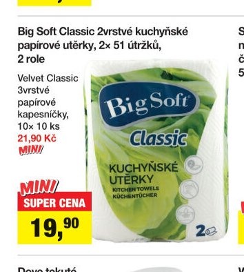 Big Soft Classic 2vrstvé kuchyňské papírové utěrky, 2 role