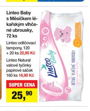 Linteo Baby dětské vlhčené ubrousky 72 ks