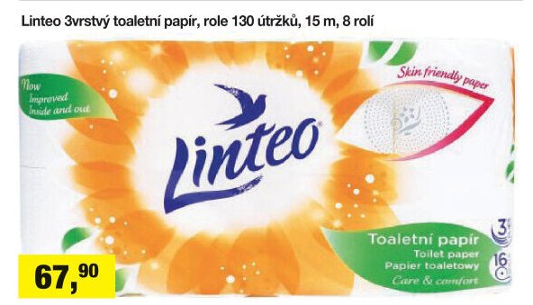 Linteo 3vrstvý toaletní papír 8 rolí