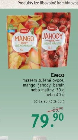 EMCO mrazem sušené ovoce, mango, jahody, banán nebo maliny, 30 g nebo 40 g