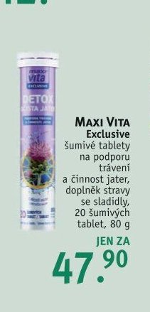 MAXI VITA Exclusive šumivé tablety na podporu trávení a činnost jater, doplněk stravy se sladidly, 20 šumivých tablet, 80 g