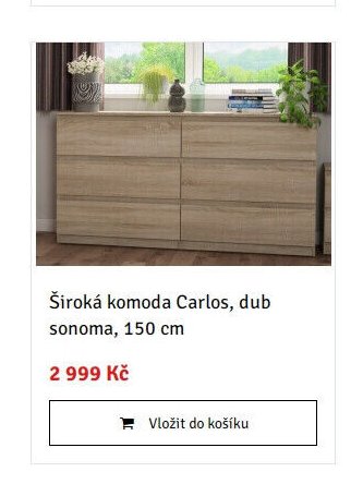 Široká komoda Carlos, dub sonoma, 150 cm