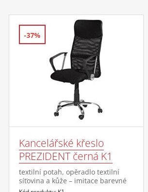 Kancelářské křeslo PREZIDENT černá K1