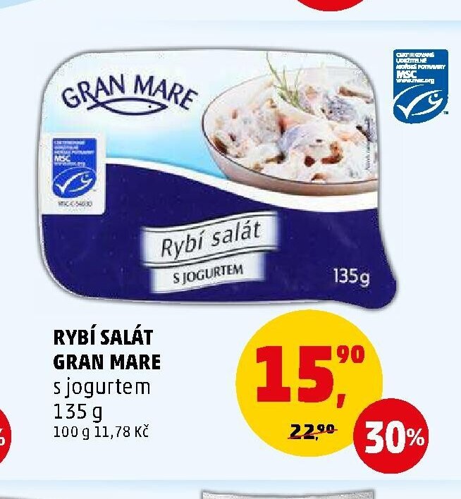 Rybí salát Gran Mare s jogurtem 135 g - Penny Market aktualniletaky.eu