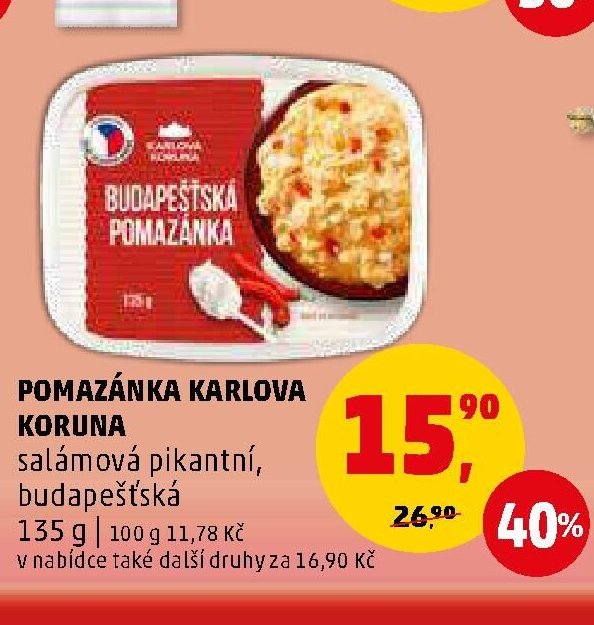 Pomazánka Karlova Koruna salámová pikantní, budapešťská 135 g - Penny Market aktualniletaky.eu