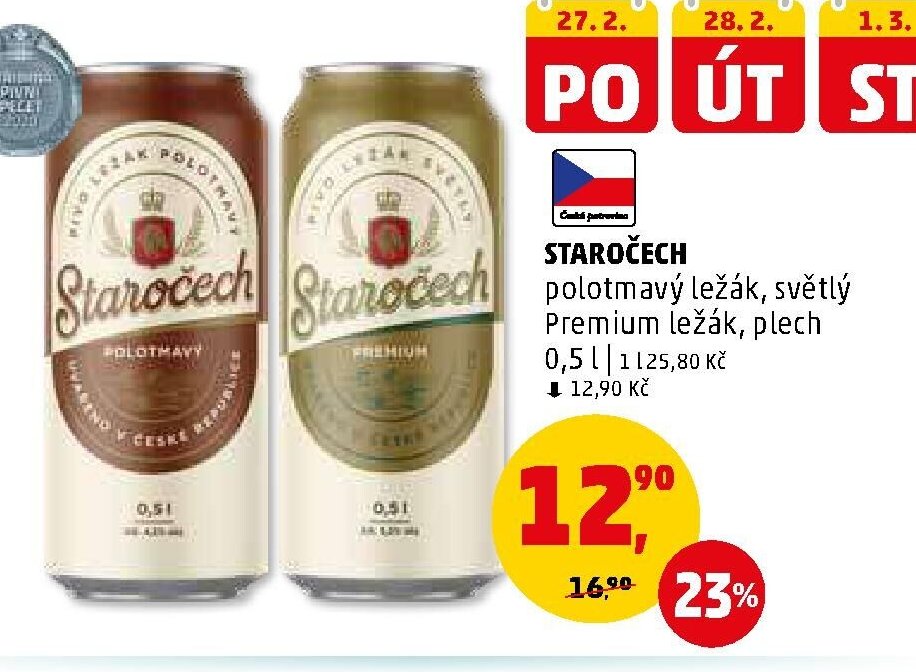 STAROČECH polotmavý ležák, světlý Premium ležák, plech - Penny Market aktualniletaky.eu