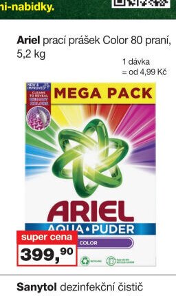 Ariel prací prášek Color 80 praní, 5,2 kg