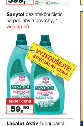 Sanytol dezinfekční čistič na podlahy a povrchy, 1 l