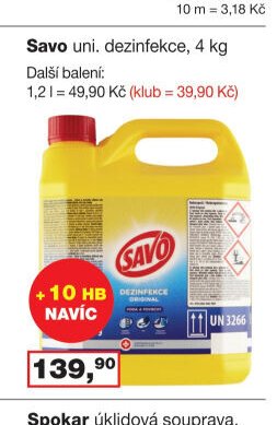 Savo uni. dezinfekce, 4 kg - Barvy a laky drogerie aktualniletaky.eu