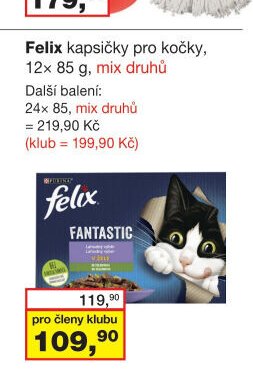 Felix kapsičky pro kočky, 12x 85 g, mix druhů