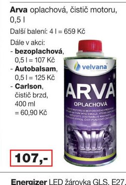 Arva oplachová, čistič motoru