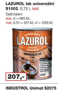 LAZUROL lak univerzální S1002 0,75 l