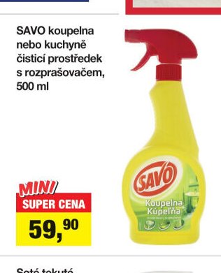 SAVO koupelna nebo kuchyně čisticí prostředek s rozprašovačem, 500 ml