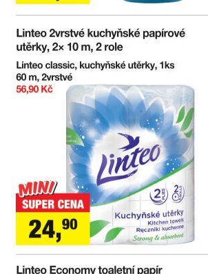 Linteo 2vrstvé kuchyňské papírové utěrky, 2 role