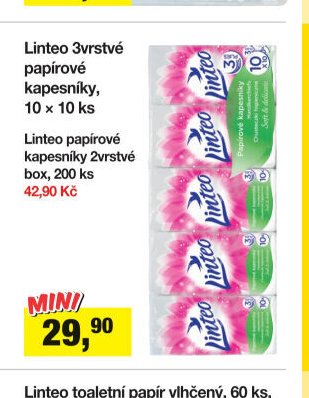Linteo 3vrstvé papírové kapesníky 10x10 ks