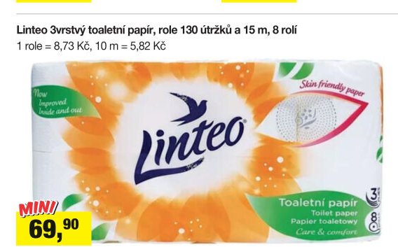 Linteo 3vrstvý toaletní papír 8 rolí