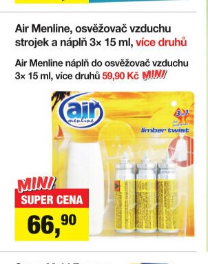 Air Menline, osvěžovač vzduchu strojek a náplň 3x 15 ml