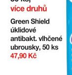 Green Shield úklidové antibakt. vlhčené ubrousky, 50 ks