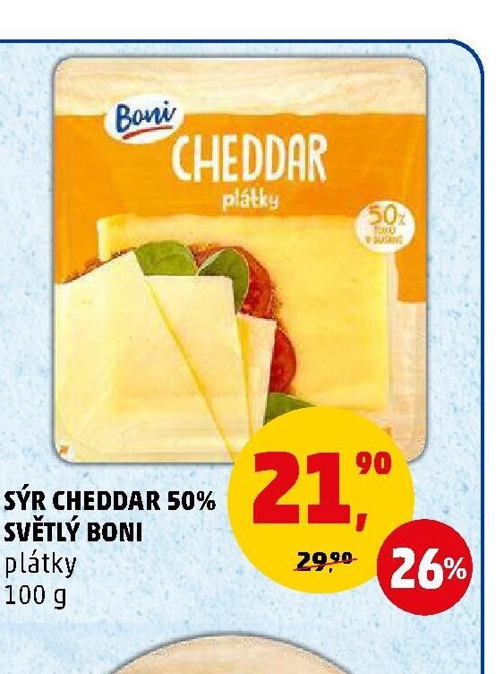 SÝR CHEDDAR 50% SVĚTLÝ BONI - Penny Market aktualniletaky.eu