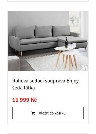 Rohová sedací souprava Enjoy, šedá látka