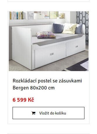 Rozkládací postel se zásuvkami Bergen 80x200 cm
