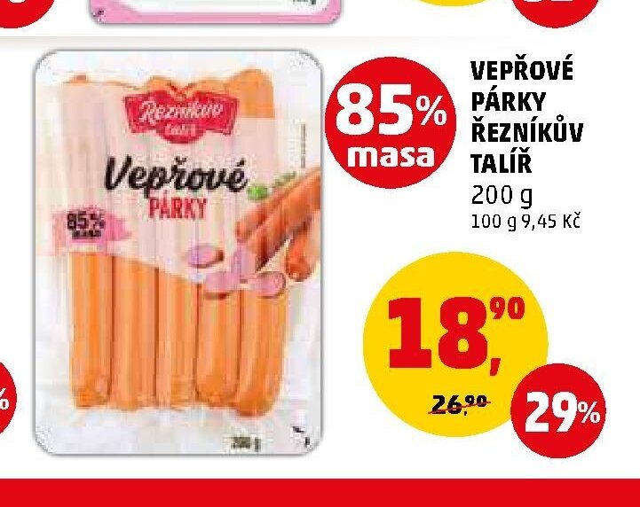 VEPŘOVÉ PÁRKY ŘEZNÍKŮV TALÍŘ 200 g - Penny Market aktualniletaky.eu
