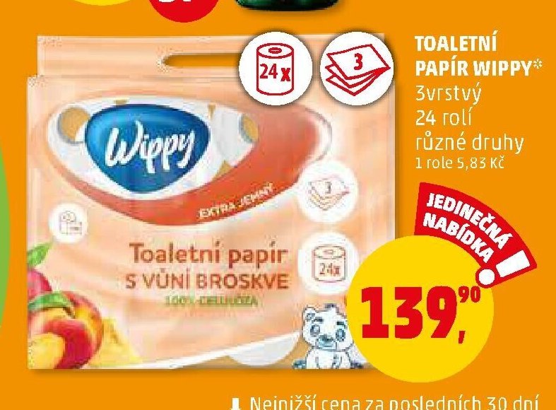 TOALETNÍ PAPÍR S VŮNÍ BROSKVE WIPPY - Penny Market aktualniletaky.eu