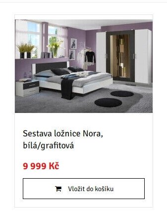 Sestava ložnice Nora, bílá/grafitová