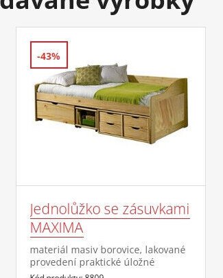 Jednolůžko se zásuvkami MAXIMA