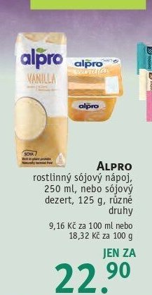 ALPRO rostlinný sójový nápoj, 250 ml, nebo sójový dezert, 125 g