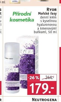 Ryor Mořské řasy denní krém s kyselinou hyaluronovou a kmenovými buňkami, 50 ml