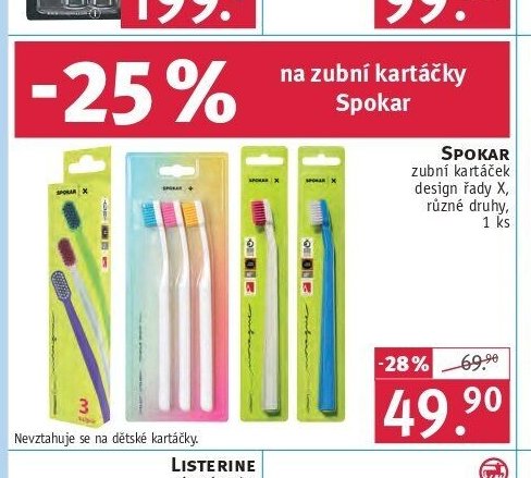 SPOKAR zubní kartáček design řady X, různé druhy, 1 ks