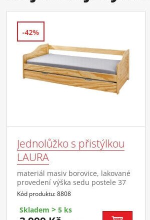 Jednolůžko s přistýlkou LAURA