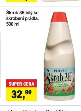 Škrob 3E bílý ke škrobení prádla, 500 ml