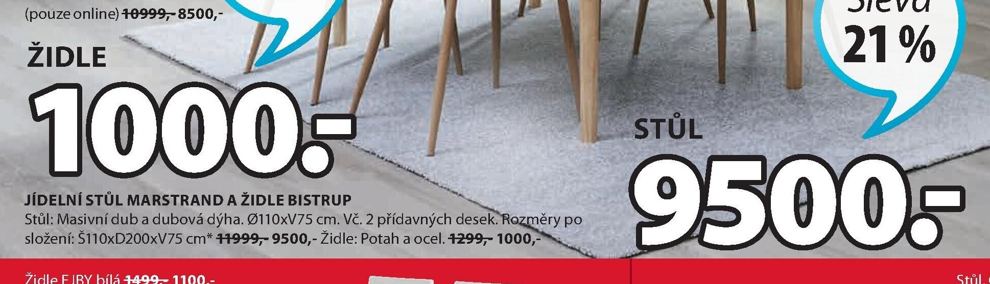 Jídelní stůl MARSTRAND a židle BISTRUP