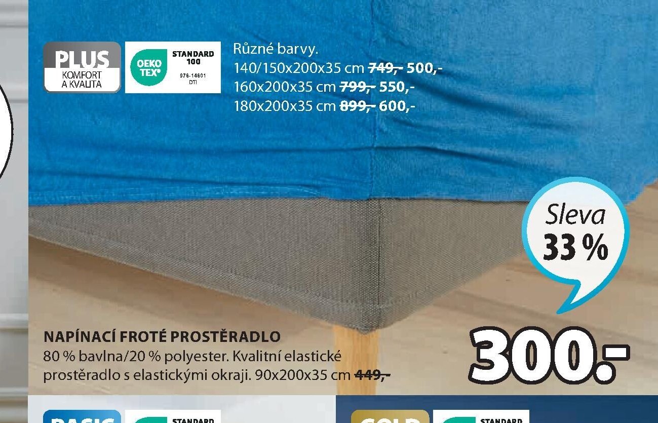 NAPÍNACÍ FROTÉ PROSTĚRADLO 80 % bavlna/20 % polyester. 140/150x200x35 cm