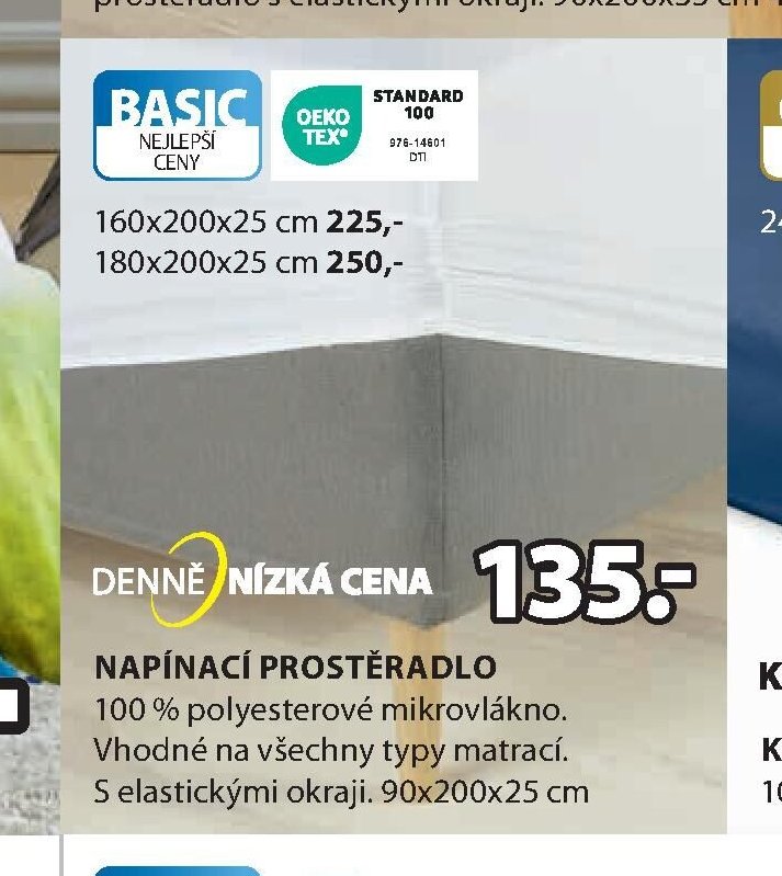 NAPÍNACÍ PROSTĚRADLO 100 % polyesterové mikrovlákno. 90x200x25 cm