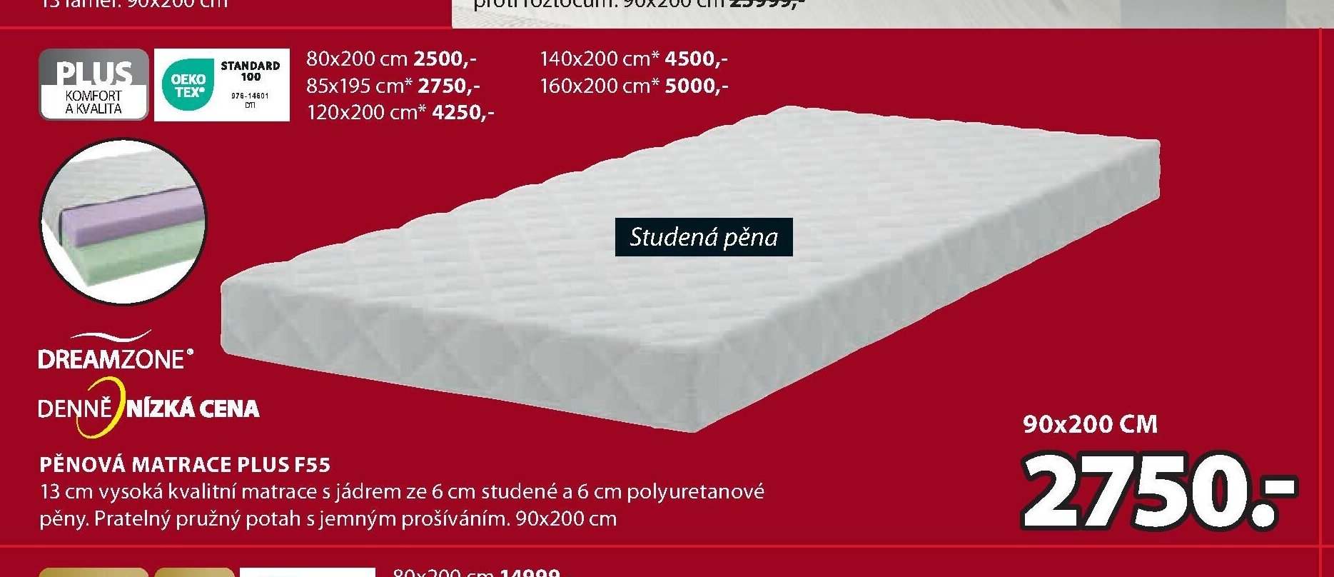 PĚNOVÁ MATRACE PLUS F55