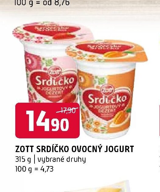 ZOTT SRDÍČKO OVOCNÝ JOGURT