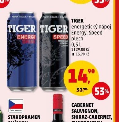 TIGER energetický nápoj Energy, Speed plech 0,5 l - Penny Market aktualniletaky.eu