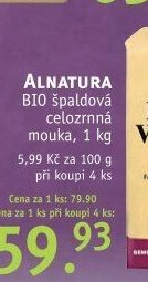 ALNATURA BIO špaldová celozrnná mouka